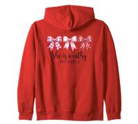She Is Worthy Proverbs 31 Bow Emblem Zip Hoodie