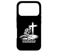 She Kneels Before God Skeleton Cross Faith Art Case for iPhone 17 Pro