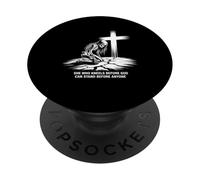 She Kneels Before God Skeleton Cross Faith Art PopSockets Adhesive PopGrip