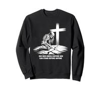 She Kneels Before God Skeleton Cross Faith Art Sweatshirt