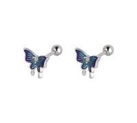 She lies with her own wing earrings, senior feeling, light and decoration, diamond earrings, butterfly earrings, sleeping women, can wear stud earrings, multiple studs, one size, Copper, No Gemstone