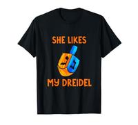 She Likes My Dreidel Hanukkah Couple Matching Jewish Menorah T-Shirt