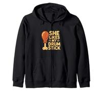 She Likes My Drum Stick Funny Thanksgiving Humor Zip Hoodie