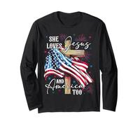She loves Jesus and America too American Patriotic USA Flag Long Sleeve T-Shirt