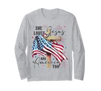 She loves Jesus and America too American Patriotic USA Flag Long Sleeve T-Shirt