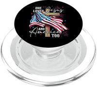 She loves Jesus and America too American Patriotic USA Flag PopSockets PopGrip for MagSafe