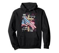 She loves Jesus and America too American Patriotic USA Flag Pullover Hoodie