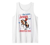 She Loves Jesus and America Vintage Western Horse Rider Tank Top