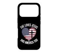 She Loves Jesus And American Too American USA Flag Case for iPhone 17 Pro
