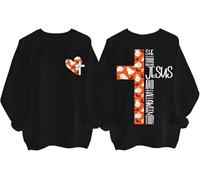 She Loves Jesus And Loves America Too Sweatshirt Halloween Christian Patriotic Hoodie For Women Black