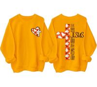 She Loves Jesus And Loves America Too Sweatshirt Halloween Christian Patriotic Hoodie For Women Yellow