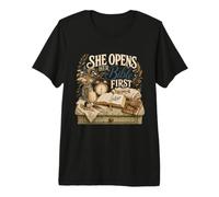 She Opens Her Bible First Christian Devotion Premium T-Shirt