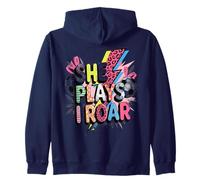 She Plays I Roar Soccer Power Pop Women Football Player Zip Hoodie