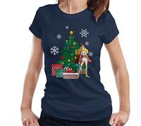 She Ra Around The Christmas Tree Women's T-Shirt Navy Blue