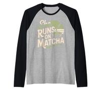 She Runs On Matcha Raglan Baseball Tee