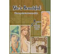 She’s beautiful mini cross stitch pattern: 14 woman portrait artworks by Alphonse Mucha, Gustav Klimt, Edward Mason Eggleston, and more, color chart in bookmark and square coaster size