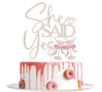 She Said Yes Cake Topper, Wedding Cake Decor, Will You Marry Me, Bride to Be, Bridal Shower Wedding Engagement Party Decorations, Champagne Glitter
