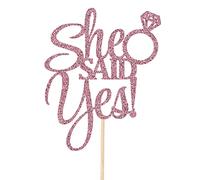 She Said Yes Cake Topper Wedding Engagement Decorations Rose Gold Blue Pink Red