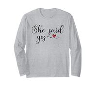 She Said yes Cute Heart Typography Gift Long Sleeve T-Shirt