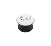 She said yes cute Heart Typography Gift PopSockets Adhesive PopGrip