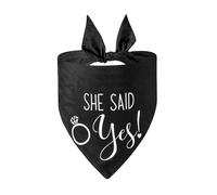 She Said Yes Dog Bandana,1Pcs Black Dog Wedding Bandana Triangle Pet Scarf Proposal Engagement Wedding Announcement Photo Props Dogs Accessories for Medium Large Dogs Cats Gifts 70x48x48cm