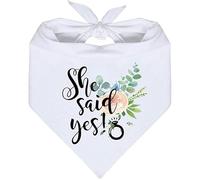 She Said Yes Dog Bandana, White Pet Scarf Proposal Wedding Engagement Party Dog Bandana Dog Photo Props Accessories