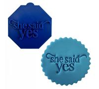 She Said Yes! Engagement Fondant Stamp Debosser Cupcake Icing Cookie Decoration Cake Wedding (6cm)