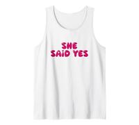 She Said Yes in Cute Love Hearts Bubble Lettering Tank Top