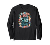 She Sells Sea Shells Cute Vintage Ocean Seashore Long Sleeve T-Shirt