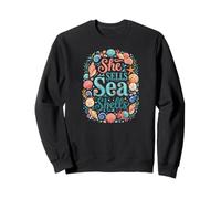 She Sells Sea Shells Cute Vintage Ocean Seashore Sweatshirt