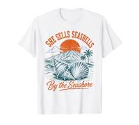 She Sells Seashells by the Seashore Beach Summer Ocean Vibes Value Graphic T-Shirt, Men, White, S