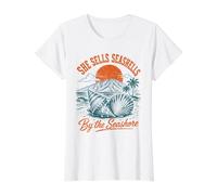 She Sells Seashells by the Seashore Beach Summer Ocean Vibes Value Graphic T-Shirt, Women, White, S