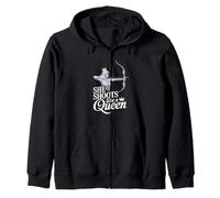 She Shoots Like A Queen Archery Archer Girl Zip Hoodie