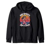 She Shoots Like A Queen Archery Design Zip Hoodie
