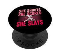 She Shoots Scores Slays Women's Soccer PopSockets Adhesive PopGrip