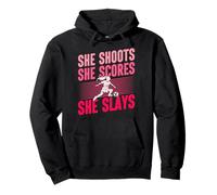 She Shoots Scores Slays Women's Soccer Pullover Hoodie