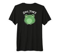 She They Pronouns Frog Cute Nonbinary Queer Aesthetic Premium T-Shirt
