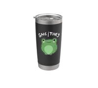 She They Pronouns Frog Cute Nonbinary Queer Aesthetic Stainless Steel Insulated Tumbler