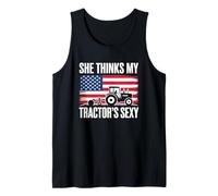 She Thinks My Tractor's Sexy Patriotic USA Flag Humor Tank Top