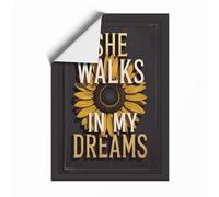 She Walks in Dreams Typography Unframed Wall Art Print A2 (59.4×42cm), Wall Decor for Living Room, Bedroom, Office & Home, Art Gift