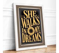 She Walks in My Dreams Typography Framed Wall Art Print A3 (42×29.7cm) White, Wall Decor for Living Room, Bedroom, Office & Home, Ready to Hang, Art Gift