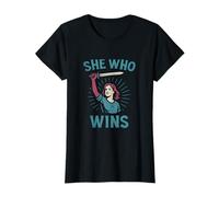 She Who Dares Wins Feminist Warrior Graphic Design T-Shirt