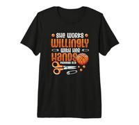 She Works Willingly with Her Hands Crocheting Yarn Knitting Premium T-Shirt