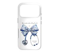 She Works With Willing Hands Nurse Stethoscope Case for iPhone 17 Pro