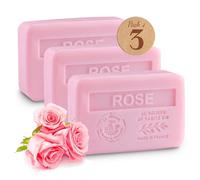Shea Butter Rose Soap Bar - Set of 3x250g - Perfumed Natural Soap - 97% Natural Ingredients - Made in Provence