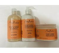 Shea Moisture Coconut & Hibiscus Curl & Shine Shampoo, Conditioner And Masque.
