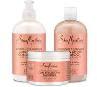 Shea Moisture Coconut & Hibiscus Curl & Shine Shampoo + Conditioner + Smoothie 13oz,13oz,12oz