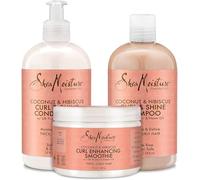 Shea Moisture Coconut & Hibiscus Curl TRIO: Includes Curl & Shine Shampoo, Curl & Shine Conditioner, Curl Enhancing Smoothie by Shea Moisture