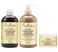 Shea Moisture Jamaican Black Castor Oil Combination Pack - Strengthen, Grow & Restore System - 13oz Shampoo, 13oz Conditioner, 12oz Leave-In Conditioner
