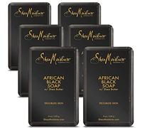 Shea moisture Organic African Black Soap Bar with Shea Butter, 8oz (6 Pack)